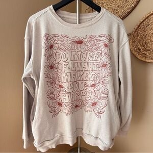 NATURAL LIFE Beige Crewneck with Pockets Oversized Graphic Size Medium